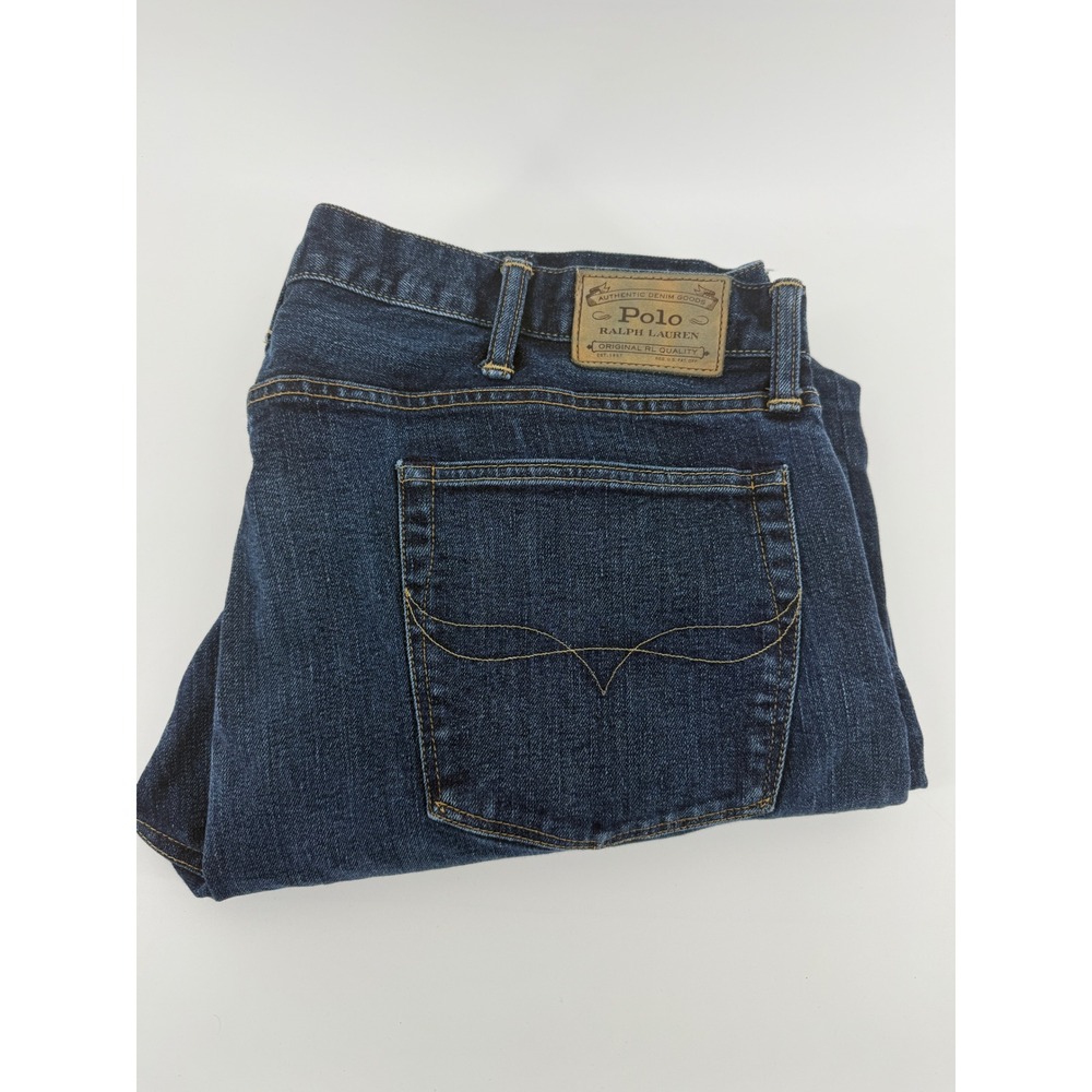 Polo Ralph Lauren Sullivan Slim Jeans Mens 40x32 Dark Wash Blue Button Fly Denim